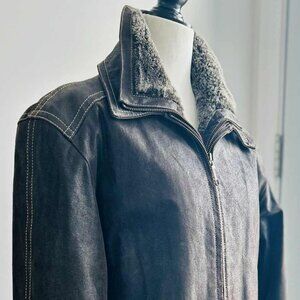 Orvieto Espresso Leather Modular Men’s Coat with Removable Insulated Vest - US M